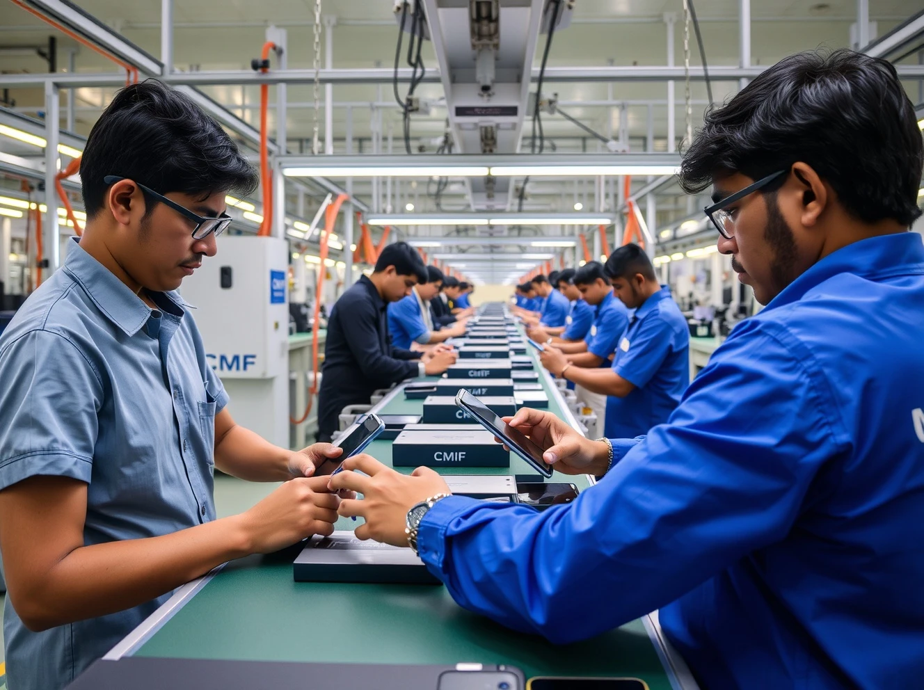 CMF brand spin-off manufacturing process in India showing smartphone production