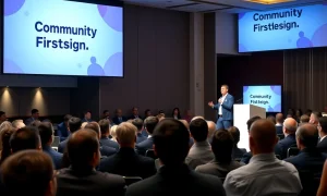 Tech leaders discussing community-first design strategies at StockPil Disrupt conference