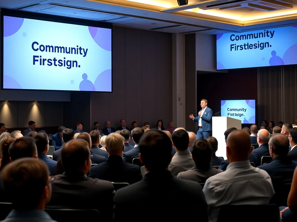 Tech leaders discussing community-first design strategies at StockPil Disrupt conference