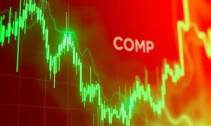 COMP cryptocurrency price chart showing dramatic 63.88% surge amid market volatility