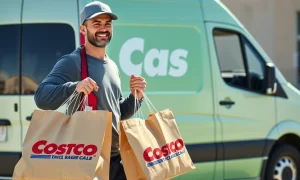 Costco same-day delivery service bringing groceries to customer's doorstep efficiently
