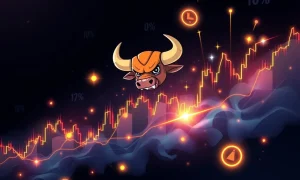 COW token price chart showing extreme volatility with dramatic spikes and drops