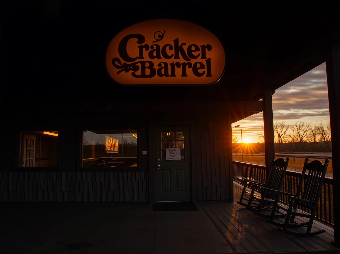 Cracker Barrel closing locations with empty dining room and closed sign visible