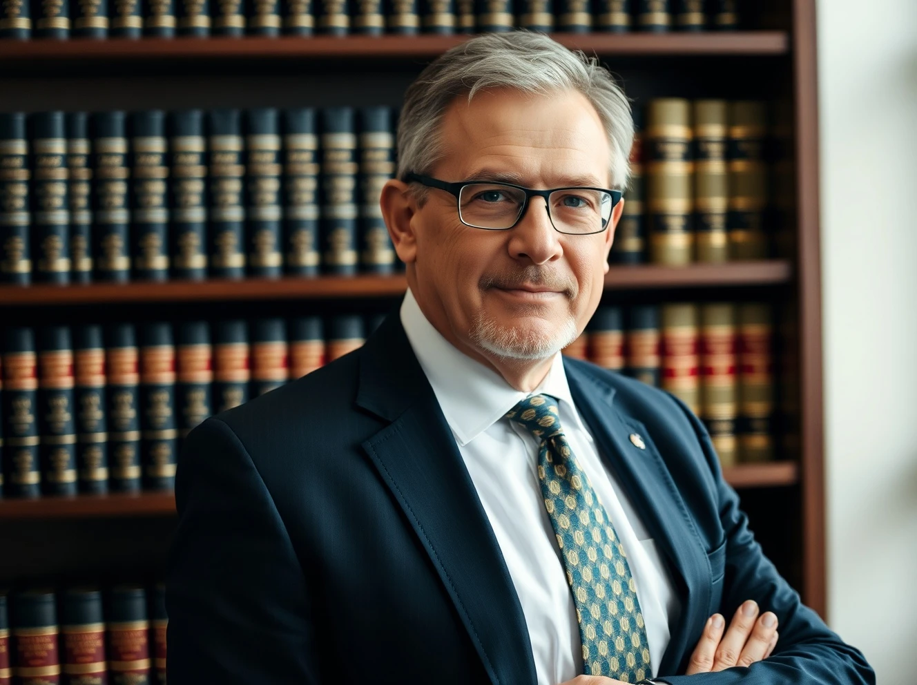 Criminal defense attorney Michigan Patrick Fragel in his law office discussing justice balance