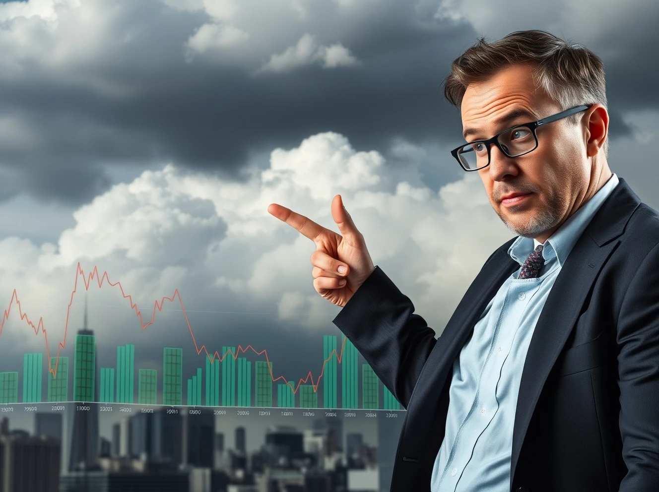 Economist analyzing critical recession risks through economic data charts and indicators