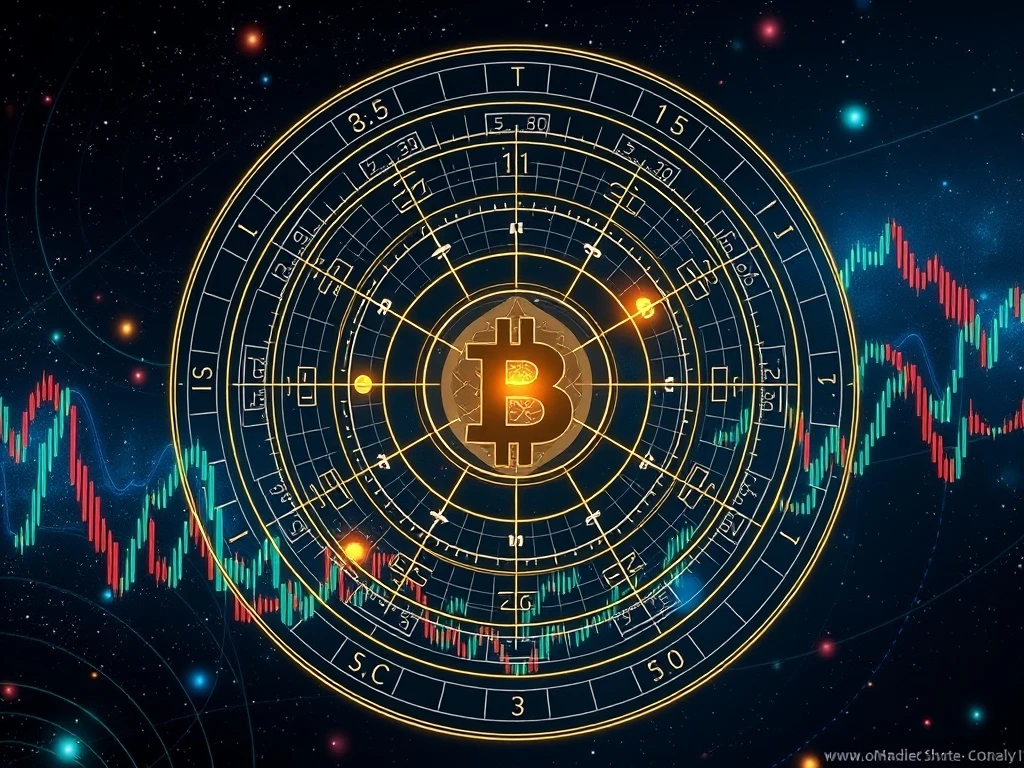 Crypto astrology chart showing planetary alignments affecting Bitcoin market trends and trading patterns