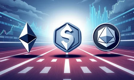 Major cryptocurrencies competing during the 2025 crypto bull run with rising market charts