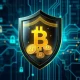 Crypto cybersecurity shield protecting digital assets from cyber threats and hacks