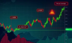 Critical risks of crypto futures trading showing market volatility and liquidation warnings