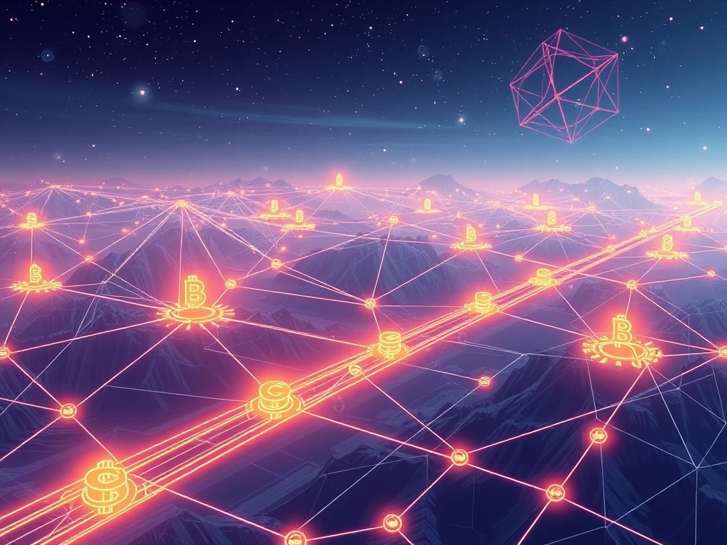 Evolution of crypto infrastructure from internet foundations showing blockchain network connections