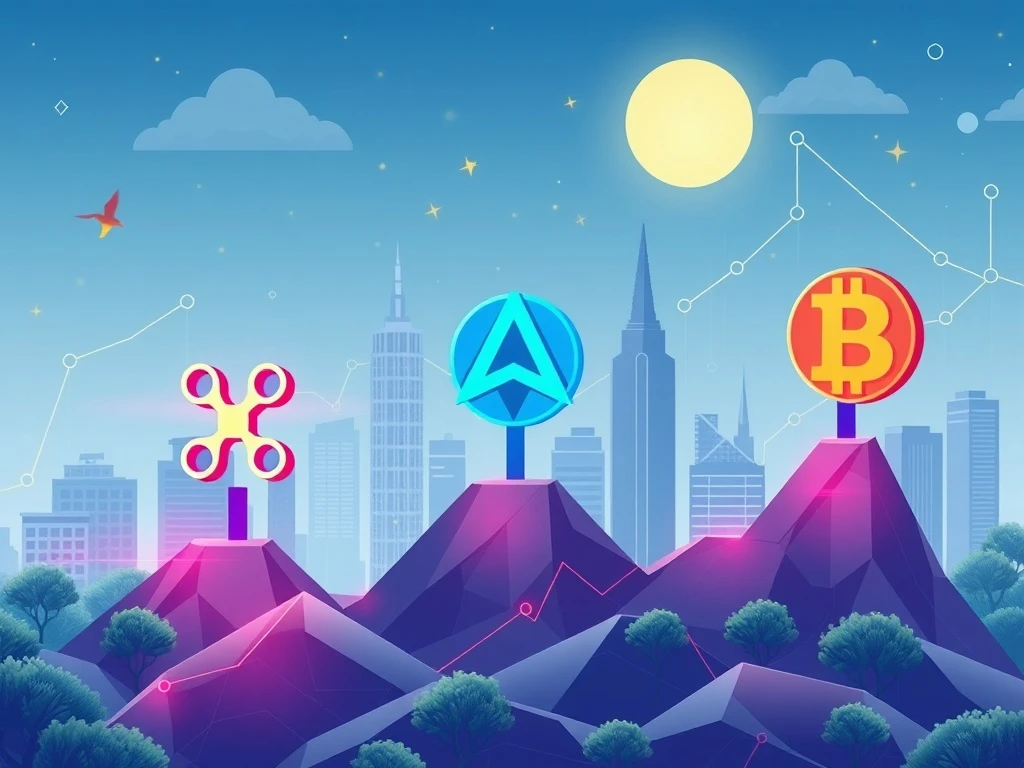Strategic crypto investments showing XRP, AVAX and BlockDAG growth potential with institutional adoption