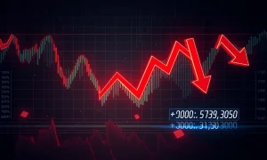 Dramatic crypto market crash showing plummeting cryptocurrency prices and massive liquidations
