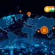Global crypto on-ramp revolution showing digital money flows between India and US with Bitcoin integration