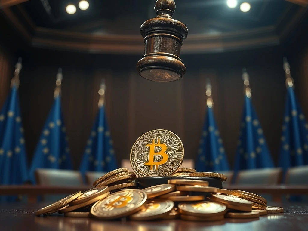 Crypto regulators enforcing strict compliance with gavel coming down on digital coins