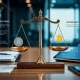 Crypto regulatory compliance balancing scales with rising enforcement costs and digital currency symbols