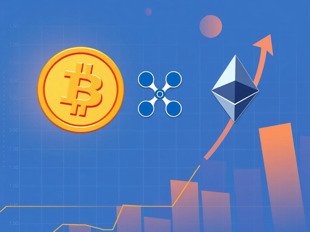 Comparative analysis of crypto risk-reward profile showing three major cryptocurrencies for 2025 investment