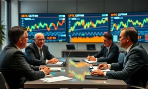 SEC and CFTC officials approving crypto trading regulations with digital market charts