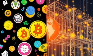 Crypto utility comparison showing meme coin hype versus real-world financial solutions in digital currency market
