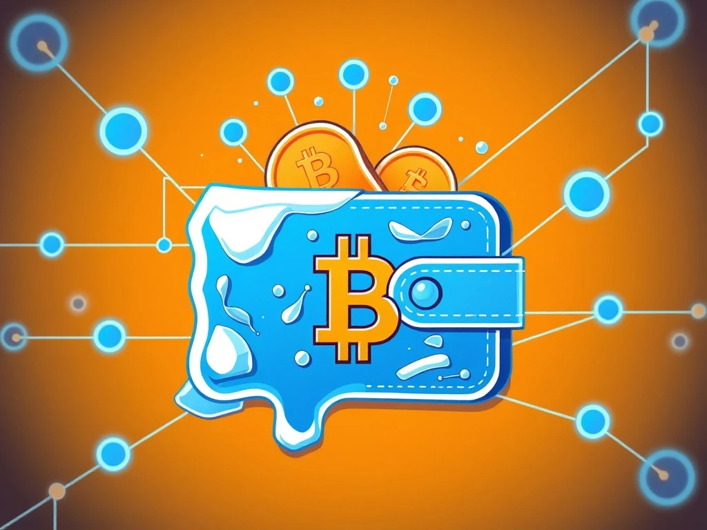 DeFi decentralization crisis showing frozen cryptocurrency wallet with blockchain connections