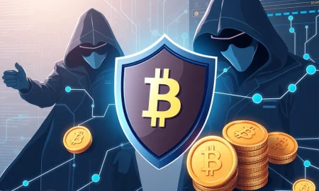 DeFi governance protecting digital assets from cyber attack with blockchain security shield