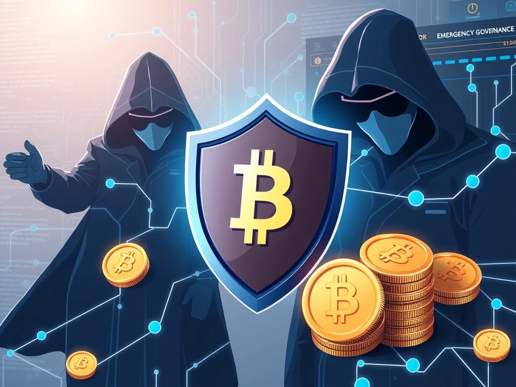 DeFi governance protecting digital assets from cyber attack with blockchain security shield