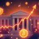 DeFi market growth chart showing upward trend amid Federal Reserve policy speculation