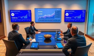 Corporate Solana accumulation strategy showing blockchain investment analytics and institutional adoption trends