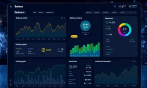 Strategic Solana accumulation dashboard showing institutional investment metrics and staking yields