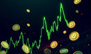 DGB cryptocurrency price chart showing dramatic 197% surge amid market volatility