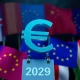 Digital euro currency symbol with European Union background showing 2029 launch timeline