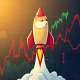 Dramatic DOGE surge showing cryptocurrency price rocket amid volatile market conditions