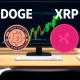 DOGE and XRP ETFs launching on traditional stock exchange with cryptocurrency symbols