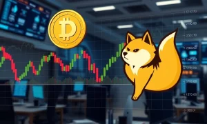 Dogecoin ETF price chart showing institutional investment growth and treasury development