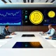 Dogecoin institutional transformation led by Elon Musk's lawyer Alex Spiro in corporate boardroom setting
