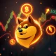Dogecoin price chart showing bullish technical indicators and potential breakout pattern