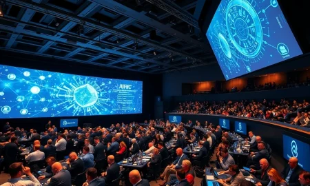 AI and blockchain conference showcasing technological innovation and industry collaboration in Europe