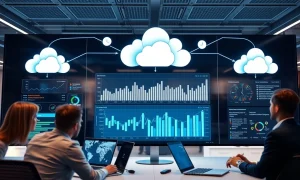 Modern enterprise data integration dashboard showing real-time data flow between cloud systems and analytics platforms