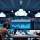 Modern enterprise data integration dashboard showing real-time data flow between cloud systems and analytics platforms