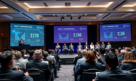 Expert panel discussing equity compensation strategies at StockPil Disrupt 2025 conference