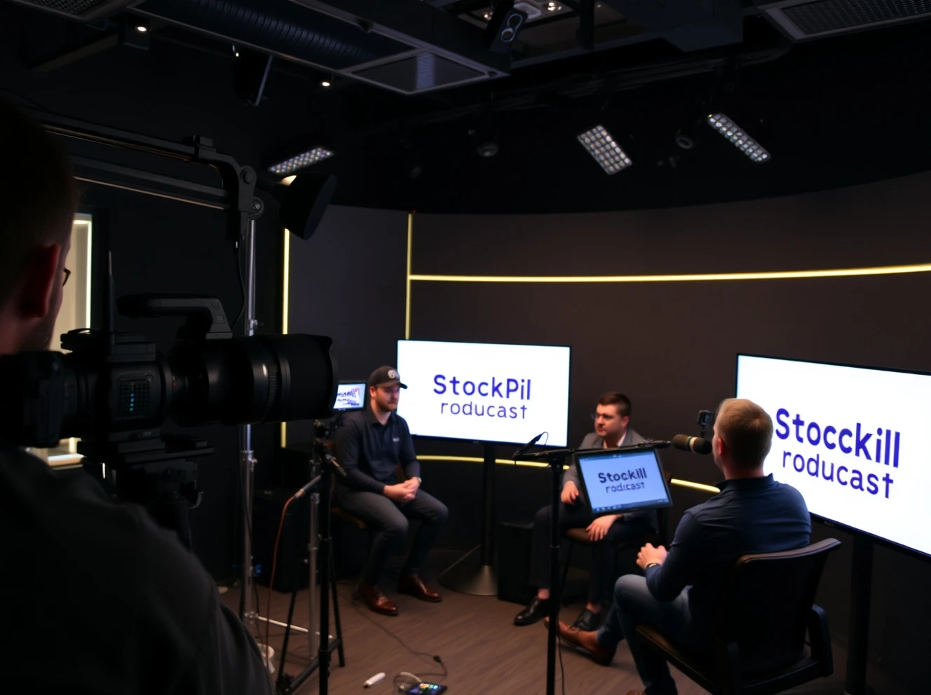 StockPil Equity podcast video recording session with tech hosts discussing latest news