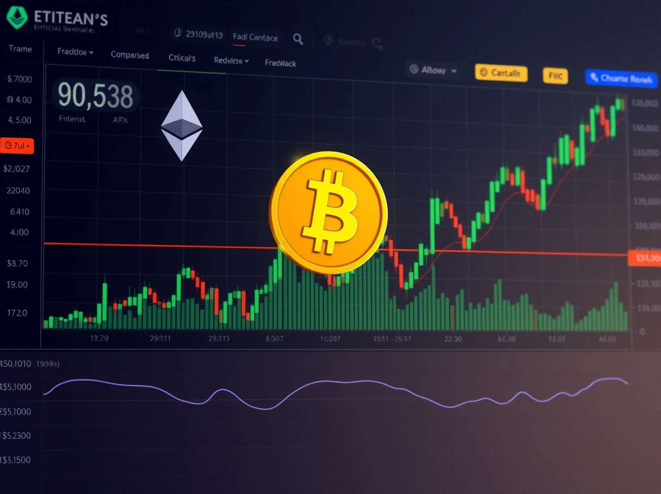 ETH/BTC ratio chart analysis showing cryptocurrency market performance comparison