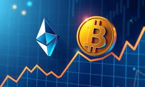ETH/BTC ratio chart showing Ethereum's outperformance against Bitcoin in cryptocurrency market analysis