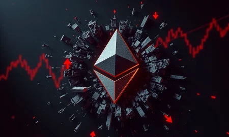 Dramatic visualization of ETH liquidations showing market downturn and financial impact