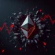Dramatic visualization of ETH liquidations showing market downturn and financial impact