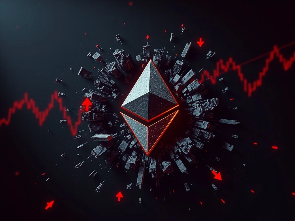 Dramatic visualization of ETH liquidations showing market downturn and financial impact