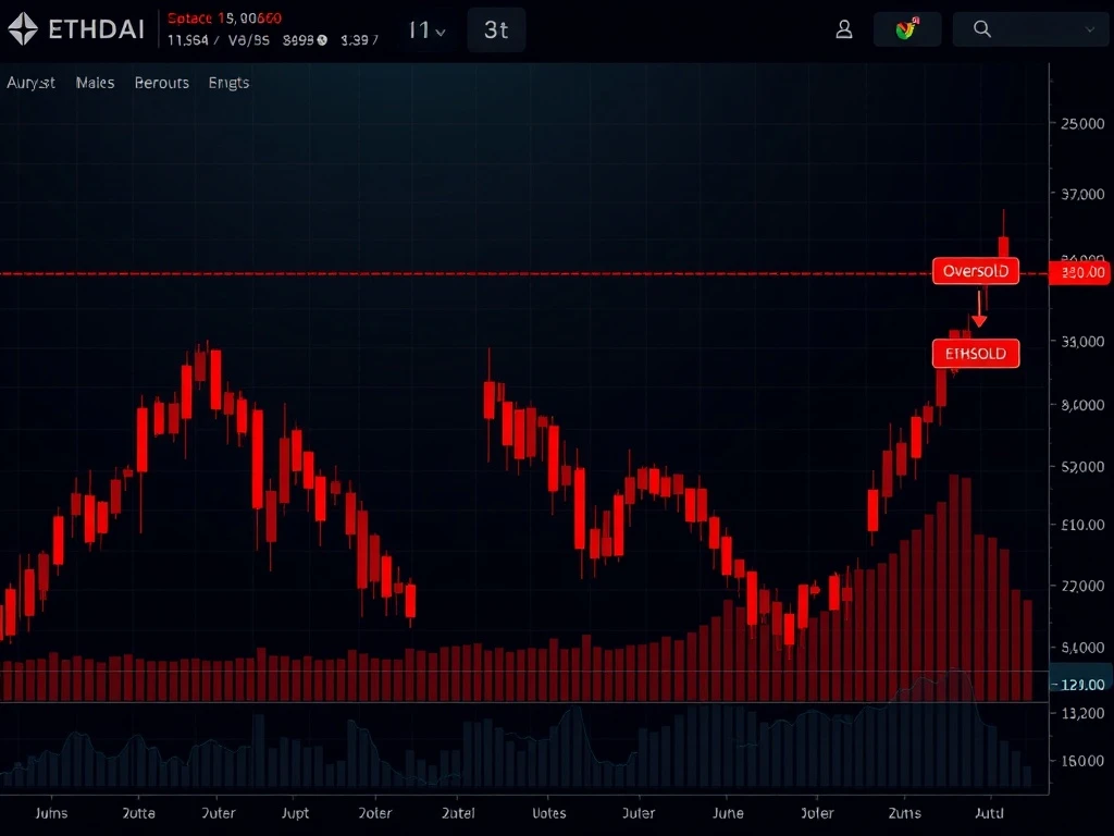 ETHDAI volatility chart showing dramatic -191.07% monthly plunge with oversold technical indicators