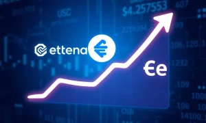 Ethena stablecoin growth chart showing rapid expansion challenging established players