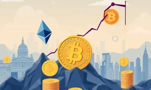 Crypto power dynamics shift showing Ethereum surpassing Bitcoin with institutional investors and regulatory clarity