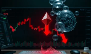 Ethereum bubble burst showing dramatic price collapse and market panic indicators