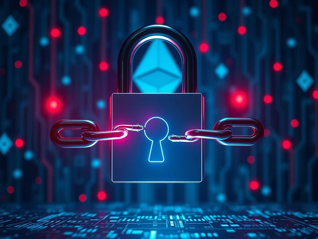 Ethereum DeFi security vulnerability showing digital lock with exposed weaknesses
